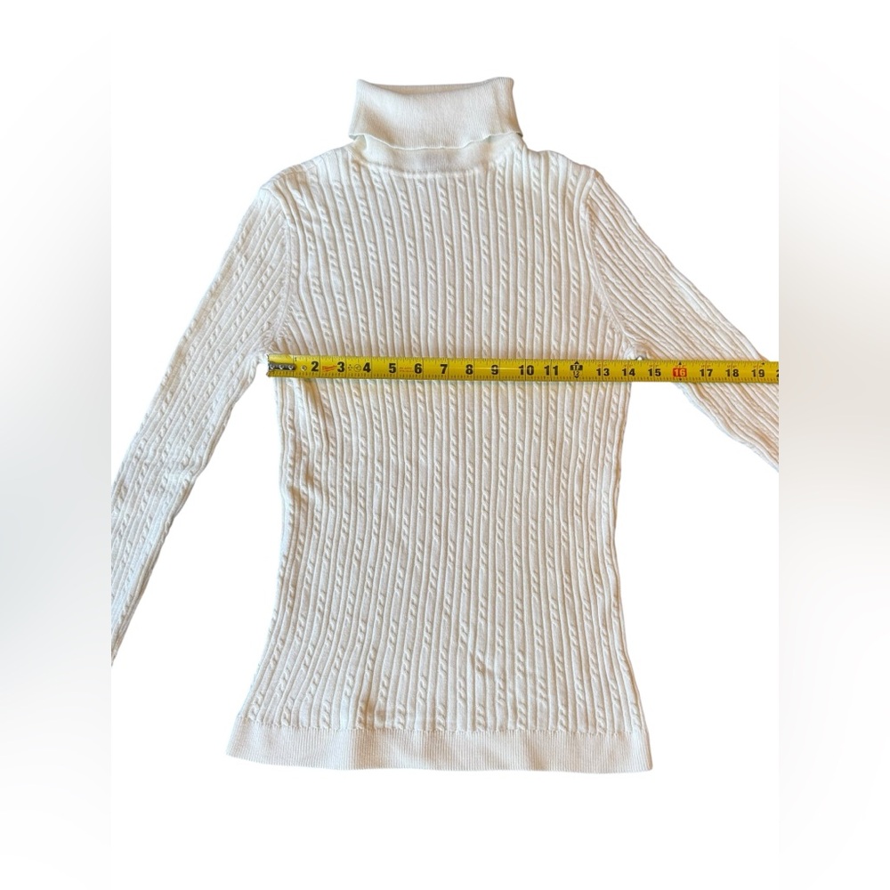 Talbots Cream Cable Knit Turtleneck Sweater Women’s Medium - Picture 5 of 8